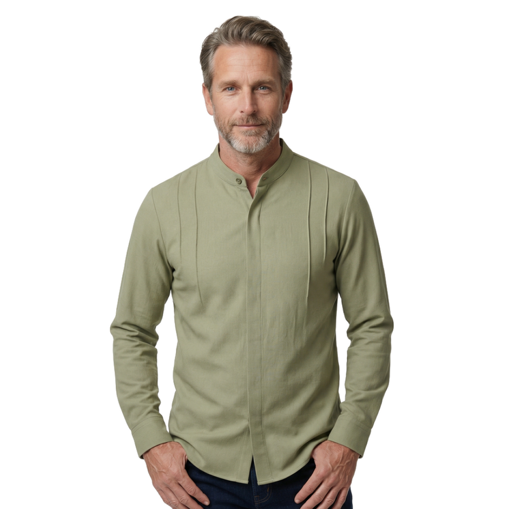 Harrison Cotton Standing Collar Shirt