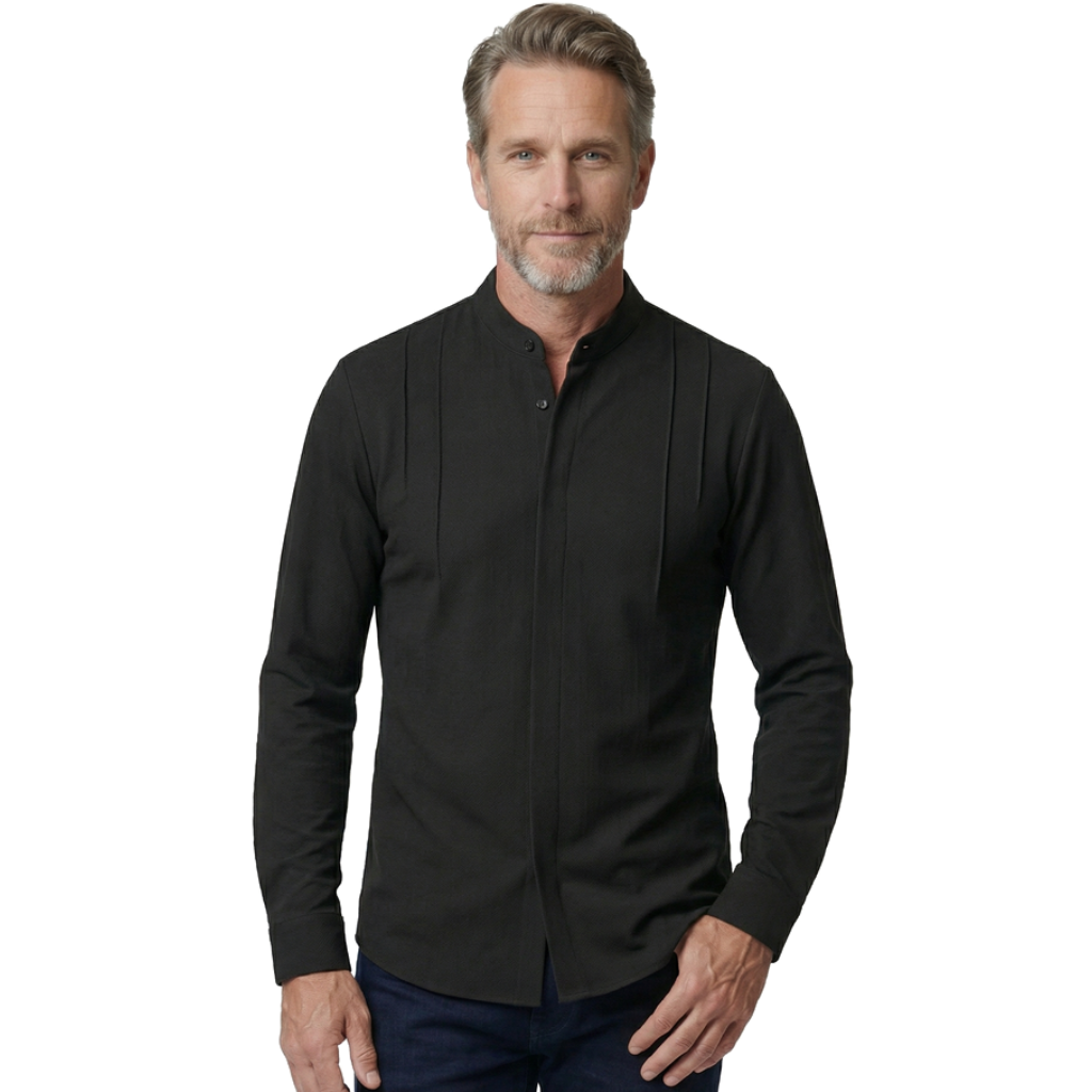 Harrison Cotton Standing Collar Shirt