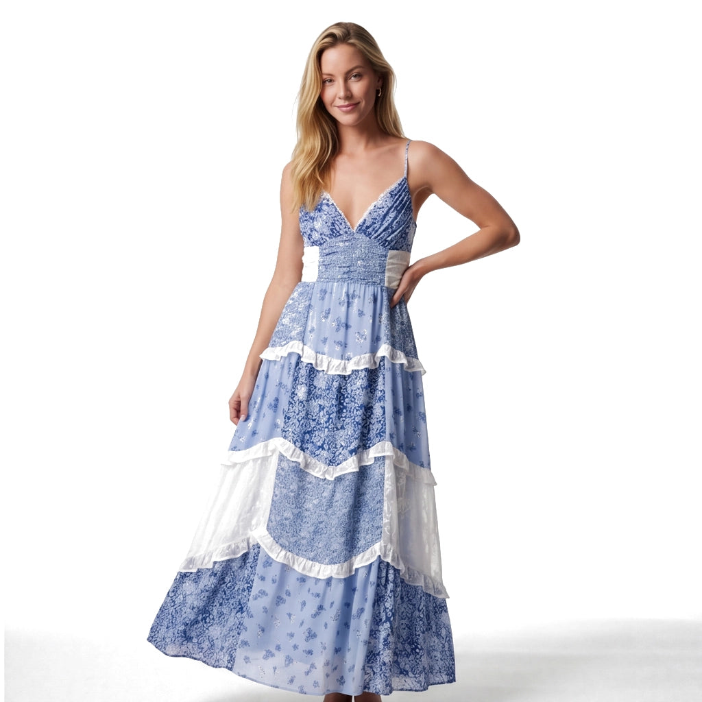 Blue Elara Cotton Floral Maxi 2