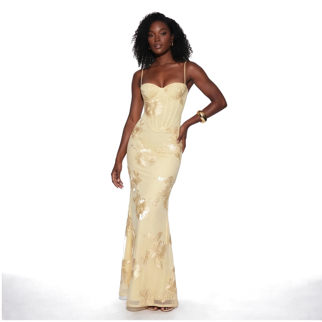 yellow Elara Floral Maxi Dress 2