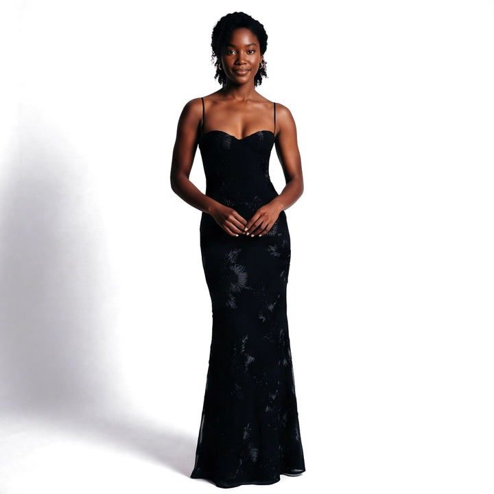 black Elara Floral Maxi Dress 1