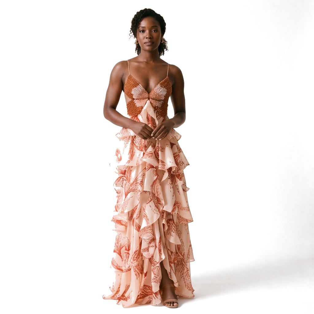 Multicolor Elara Tiered Ruffle Dress 1