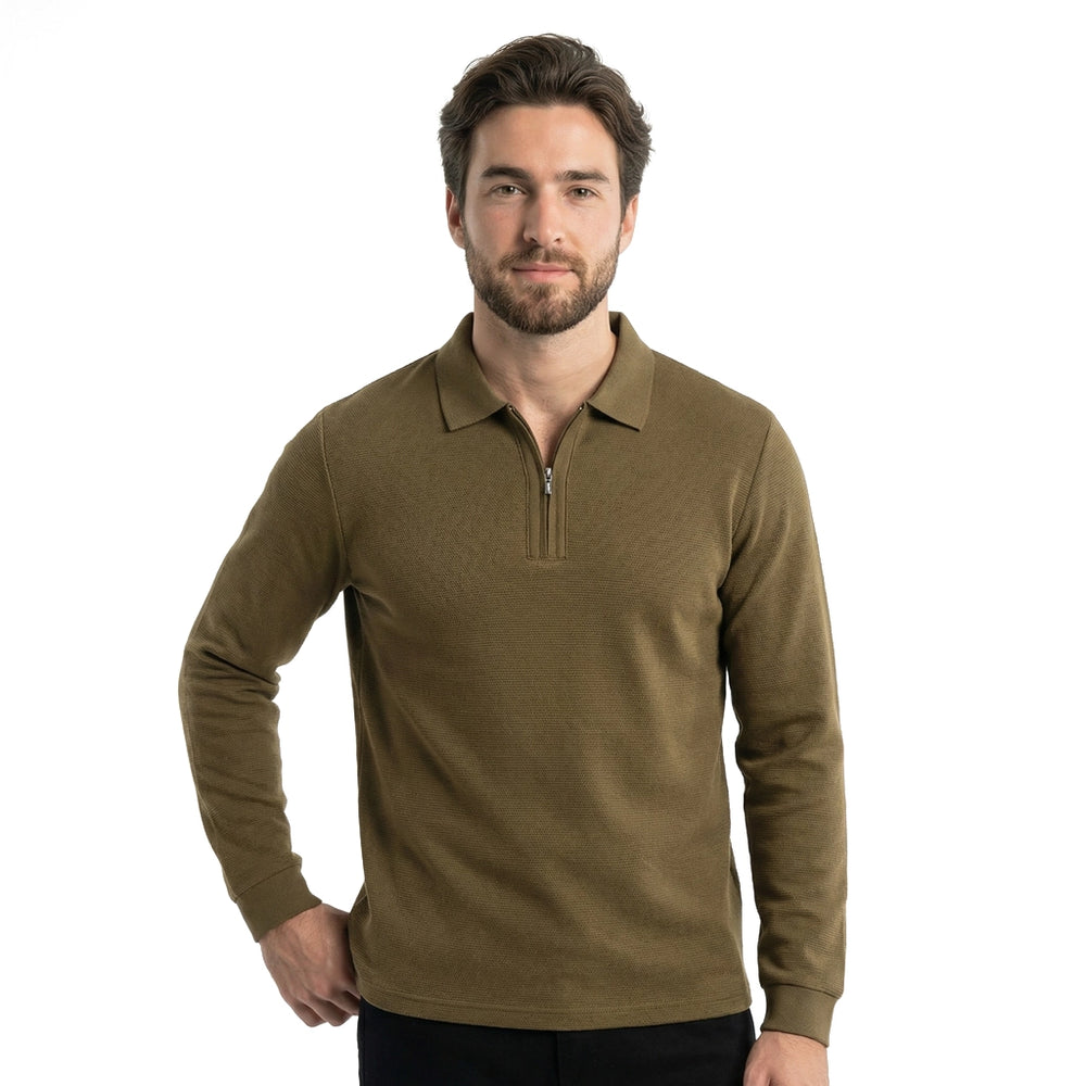 Black Alister Cotton Quarter-Zip Polo 2