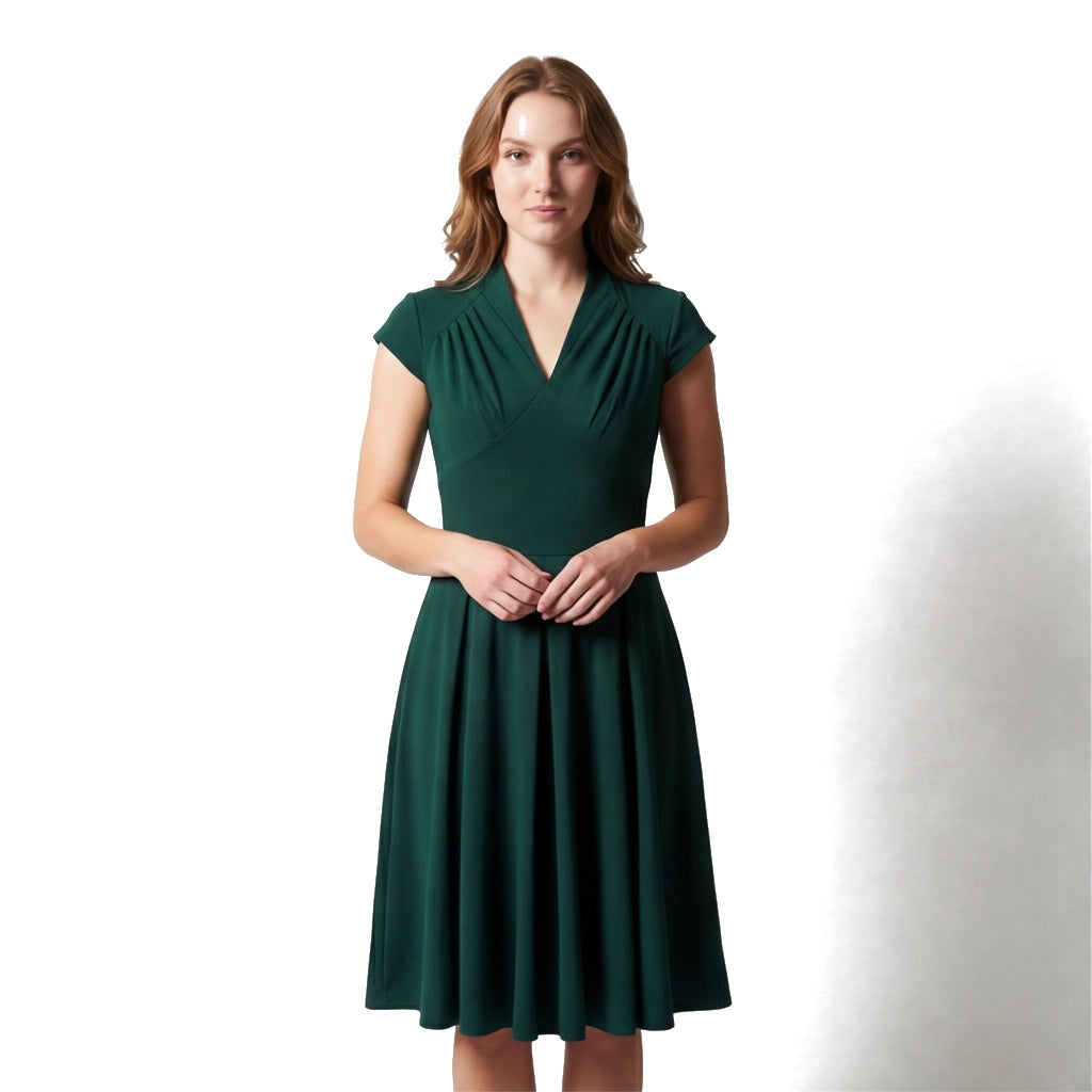 Green Audrey V-Neck Midi Dress 2