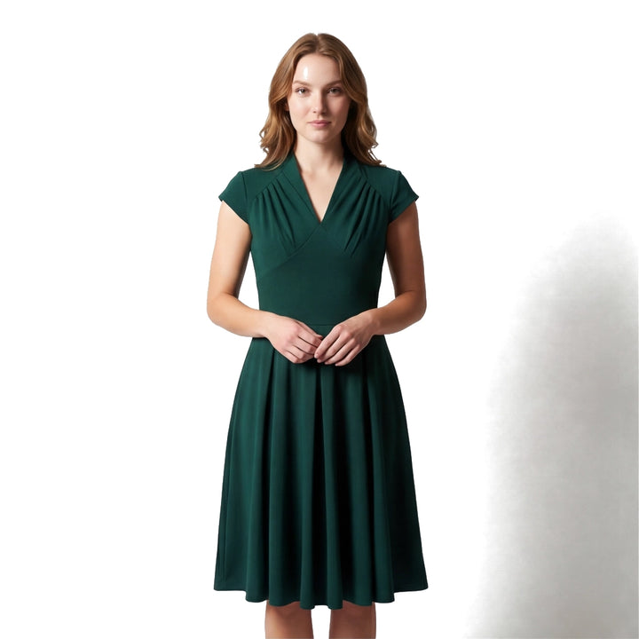 Green Audrey V-Neck Midi Dress 2