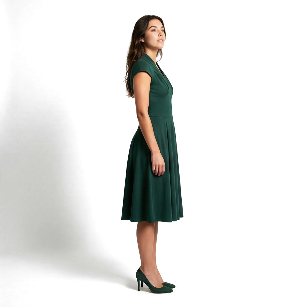 Green Elowen V-Neck Midi Dress 3