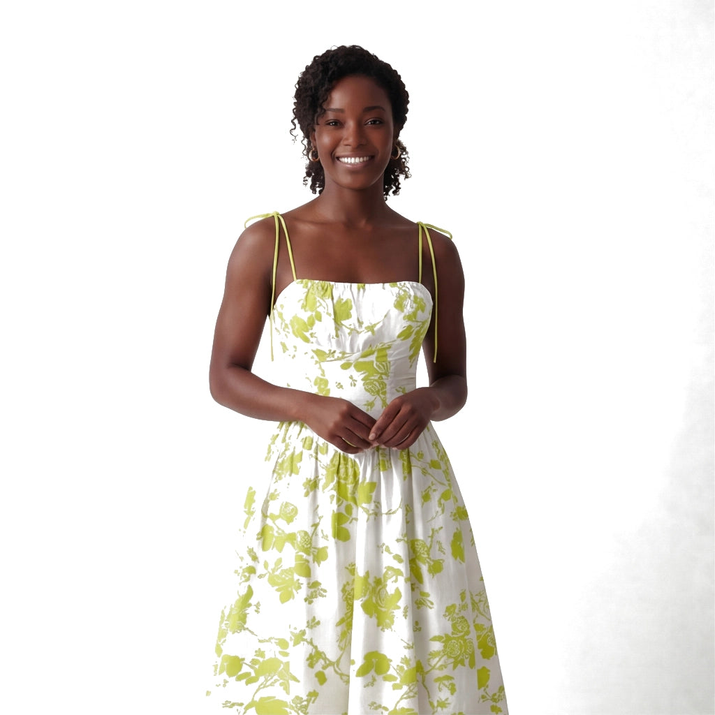 Green Elara Vance Floral Maxi Dress 1