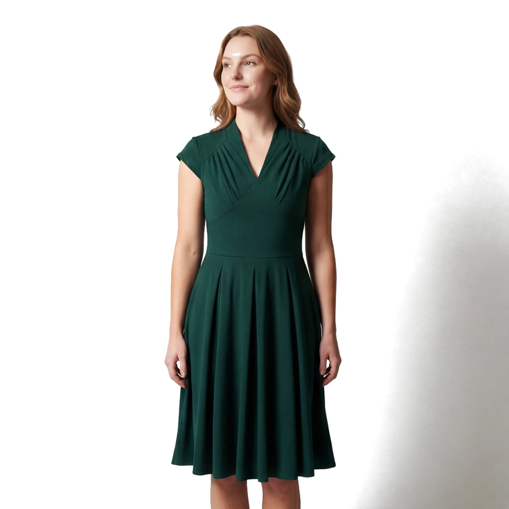 Green Audrey V-Neck Midi Dress 3