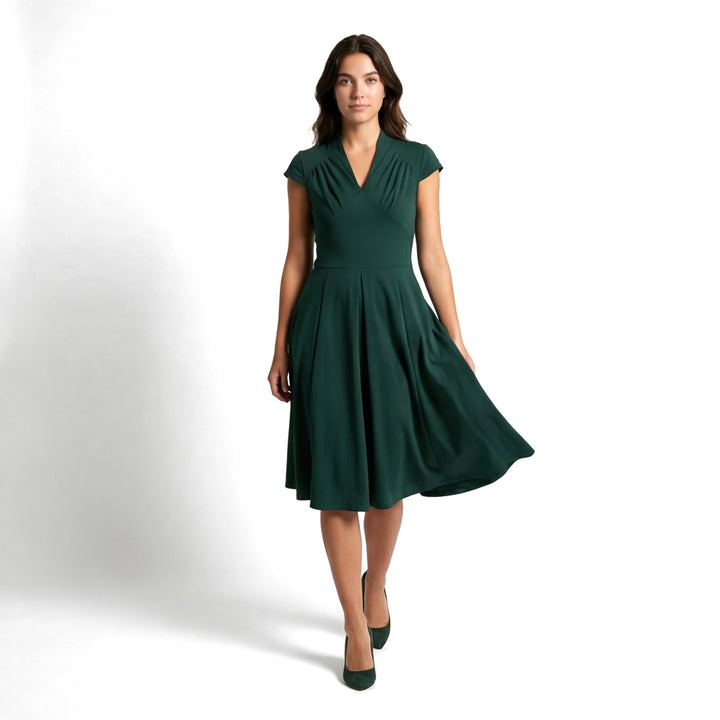 Green Elowen V-Neck Midi Dress 4