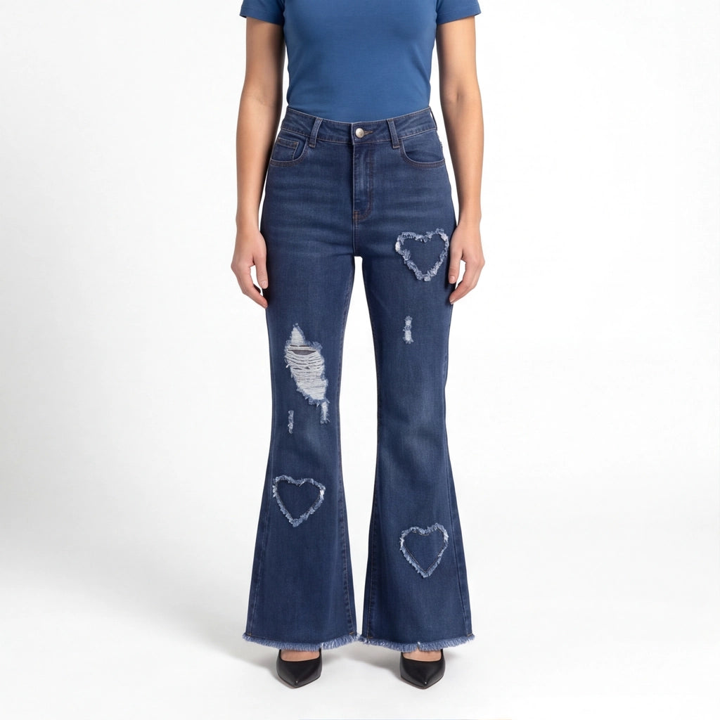 Dark Blue Mila Flare Cotton Jeans 2