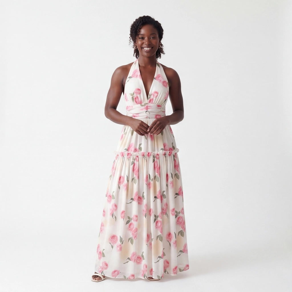 Multi Elena Halter Maxi Dress 3