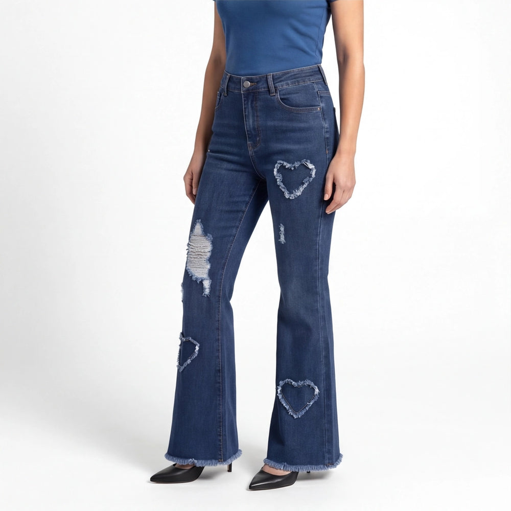 Dark Blue Mila Flare Cotton Jeans 3