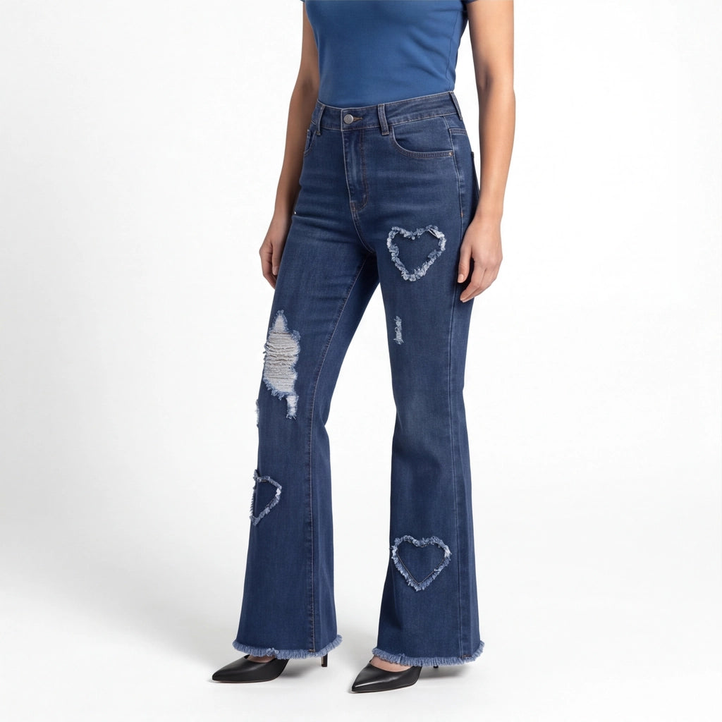 Dark Blue Mila Flare Cotton Jeans 3