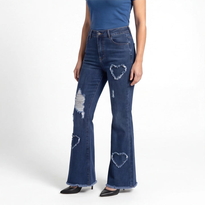Dark Blue Mila Flare Cotton Jeans 3