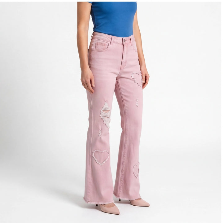 Pink Mila Flare Cotton Jeans 3