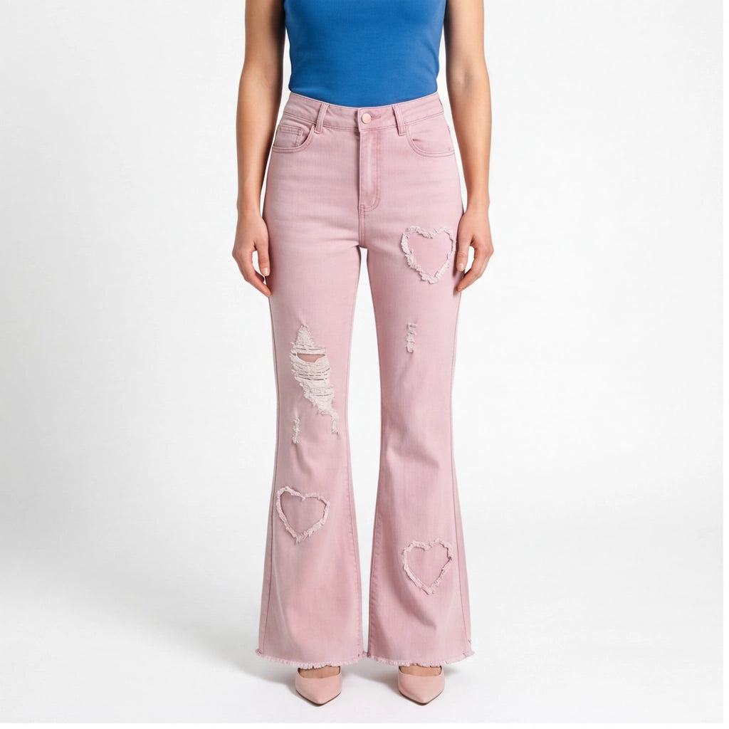 Pink Mila Flare Cotton Jeans 2