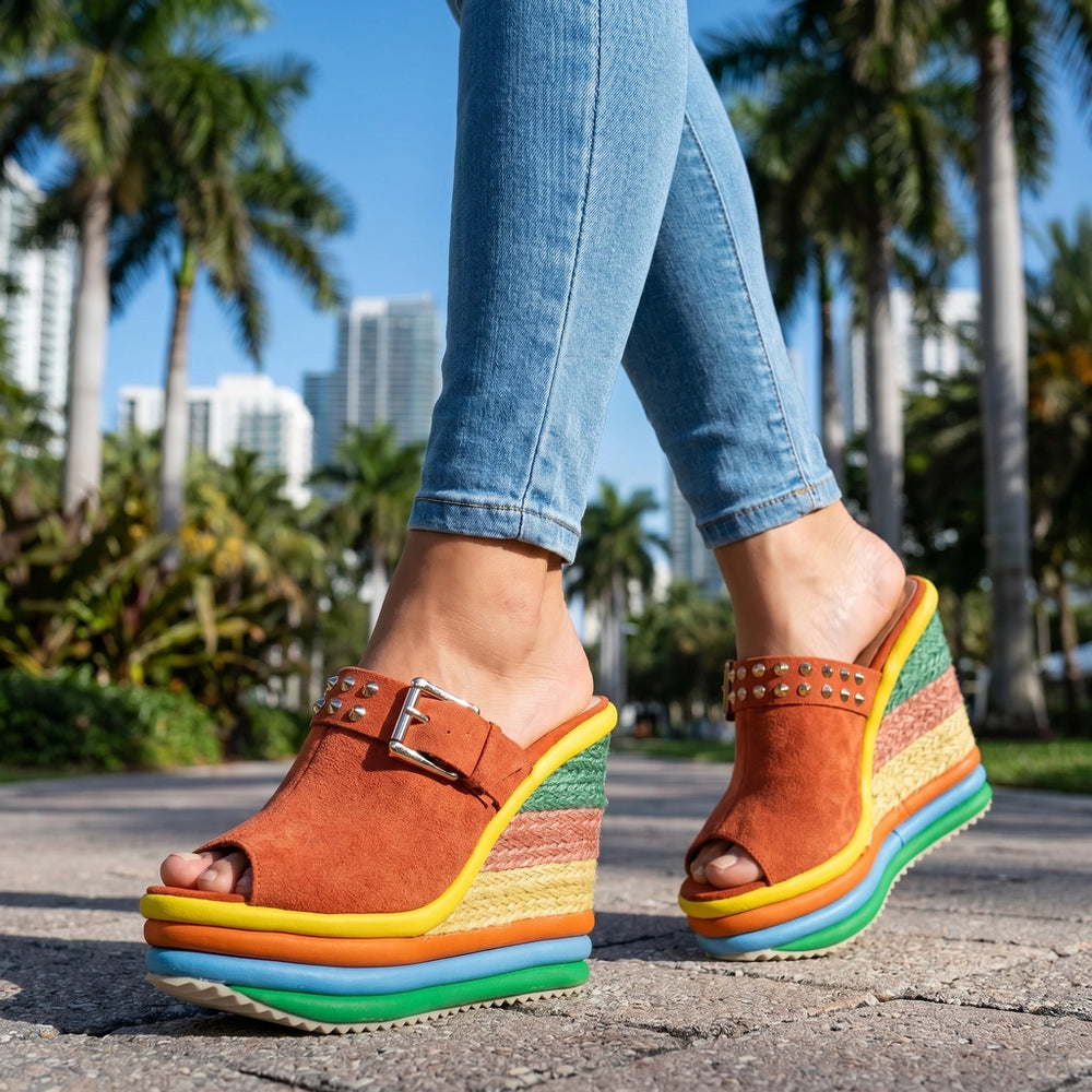 Orange Sienna Leather Platform Sandals 1