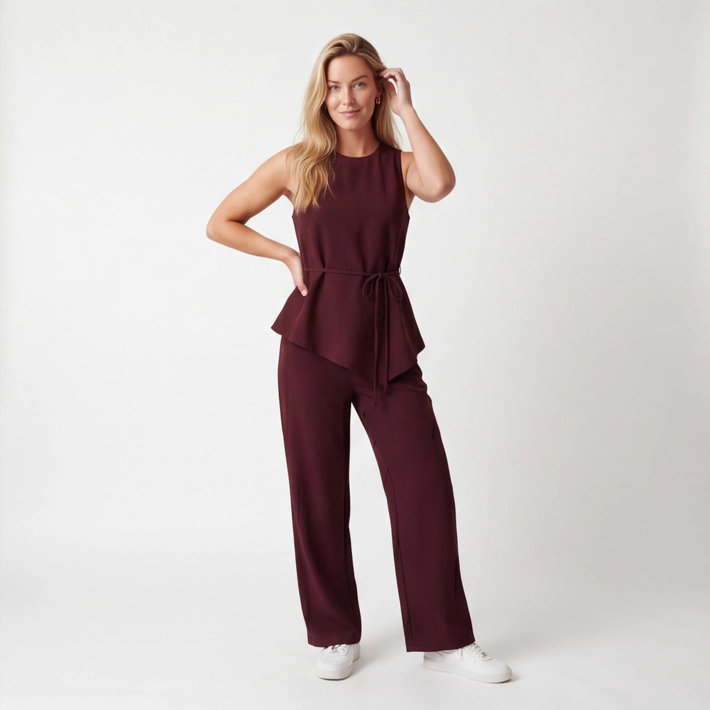 Dark Red Aria Vance Sleeveless Set 3
