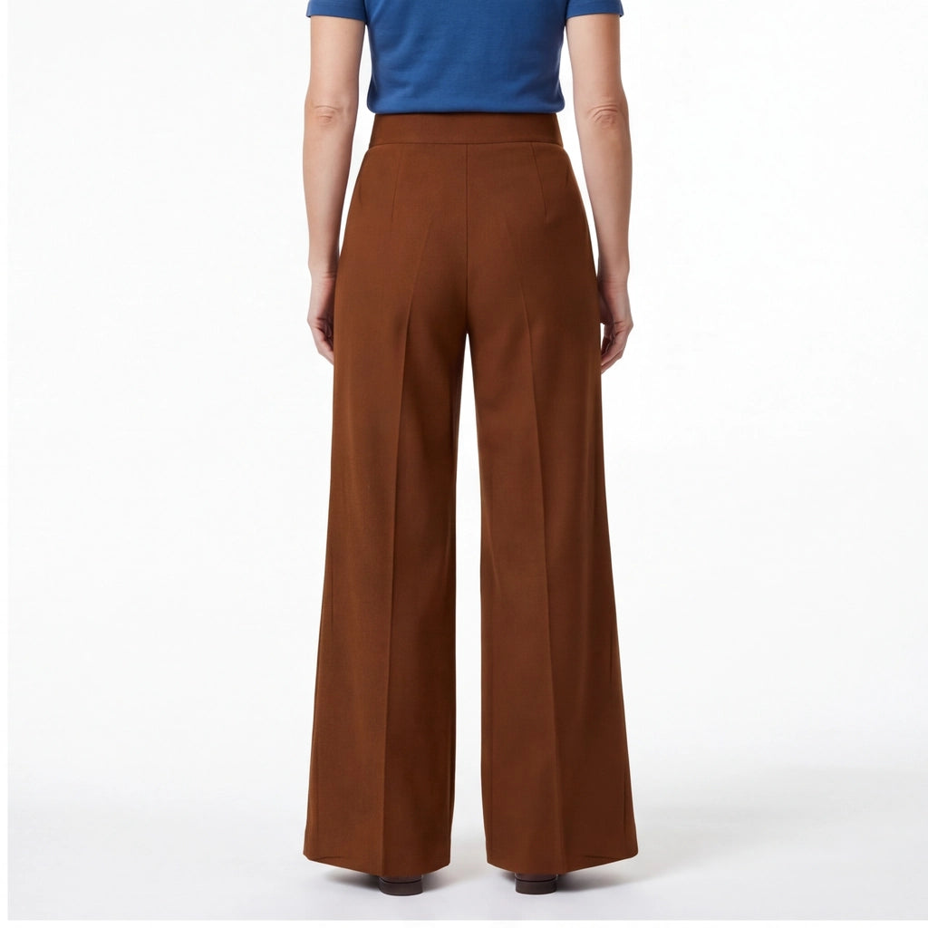 Brown Avery High-Waist Wide Trousers 5