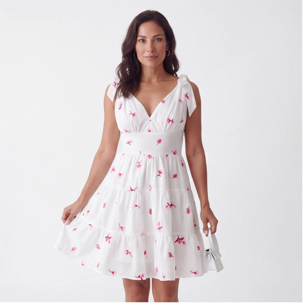 Red Floral Maya V-Neck Mini Dress 3