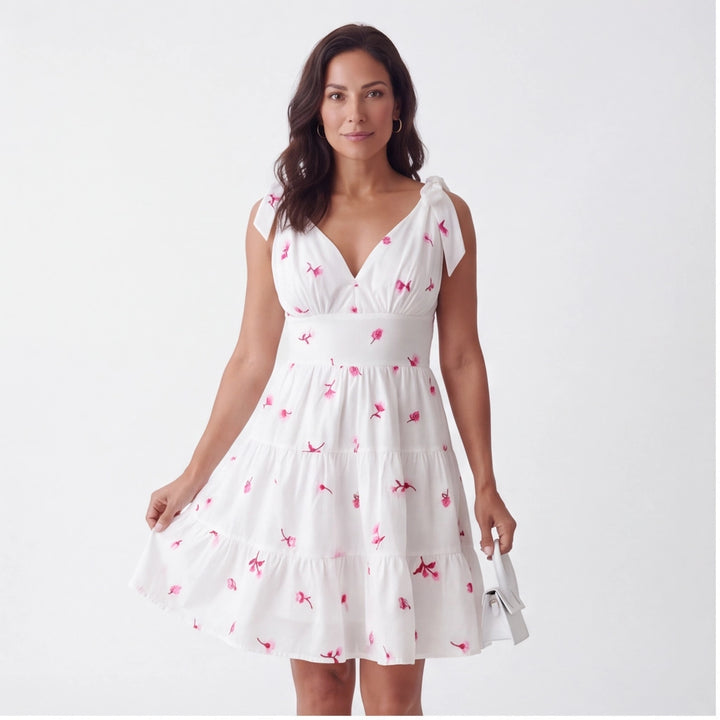 Red Floral Maya V-Neck Mini Dress 3