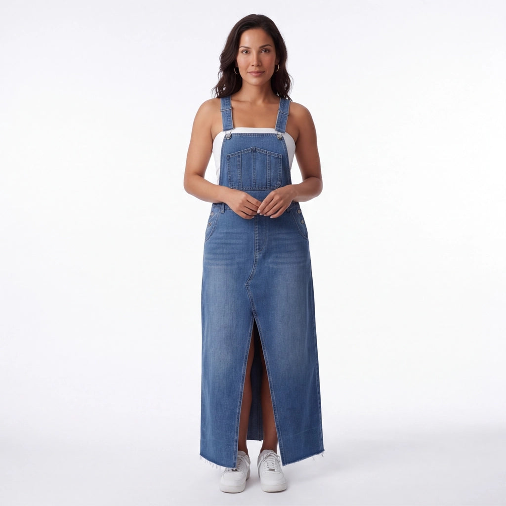 Mid Blue Sloane Cotton Denim Pinafore 2