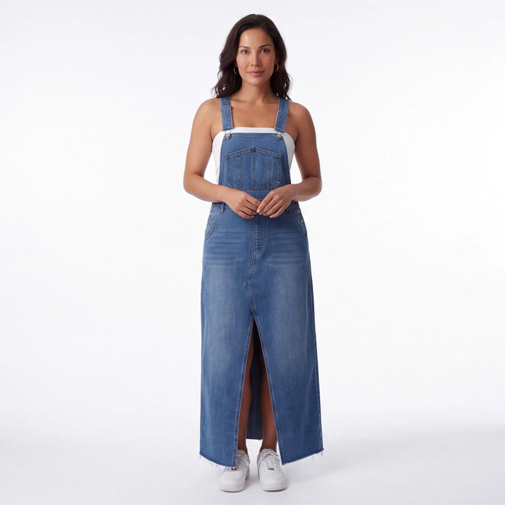 Mid Blue Sloane Cotton Denim Pinafore 2