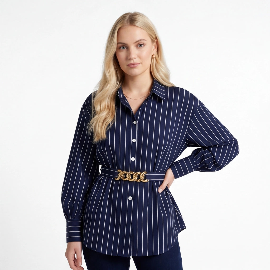 Blue Sloane Belted Lantern Shirt 2