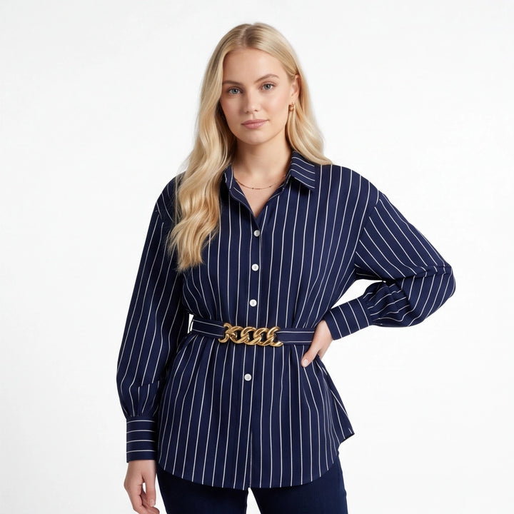 Blue Sloane Belted Lantern Shirt 2