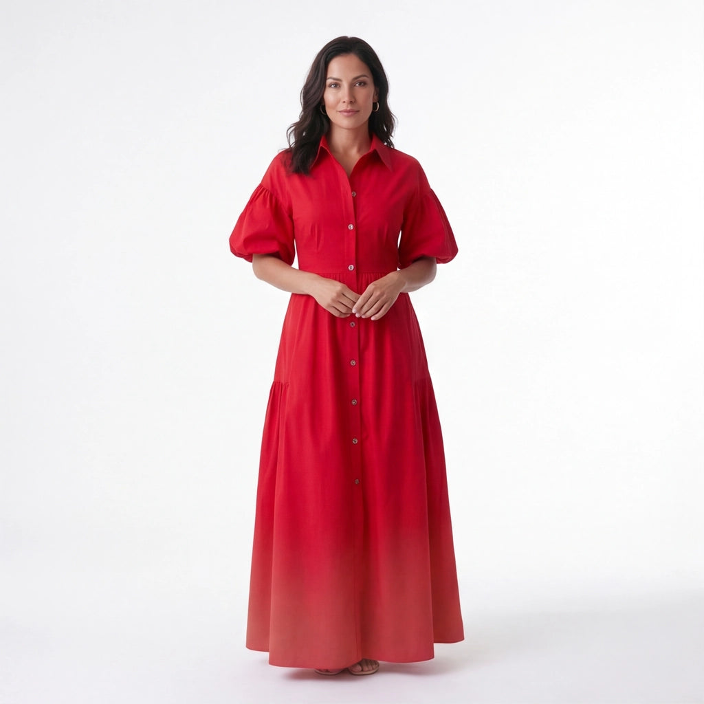 Red Elena Short Sleeve Maxi Dress 1