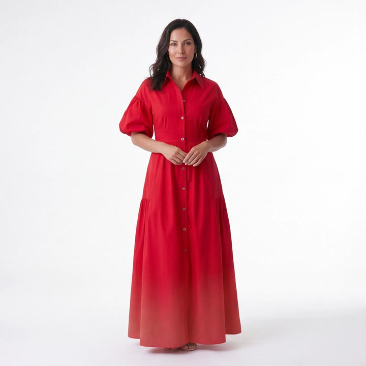 Red Elena Short Sleeve Maxi Dress 1