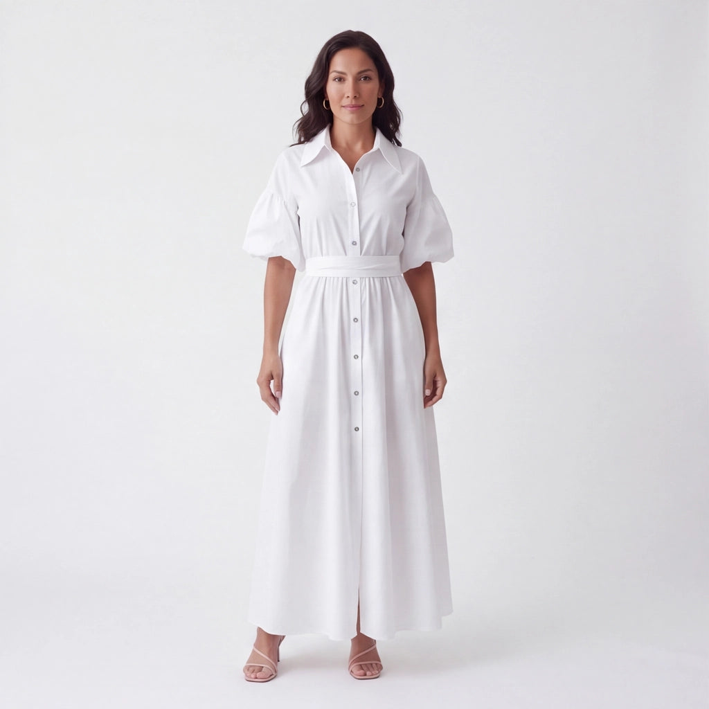 White Elena Short Sleeve Maxi Dress 2