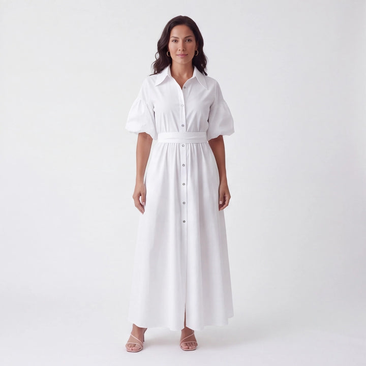 White Elena Short Sleeve Maxi Dress 2