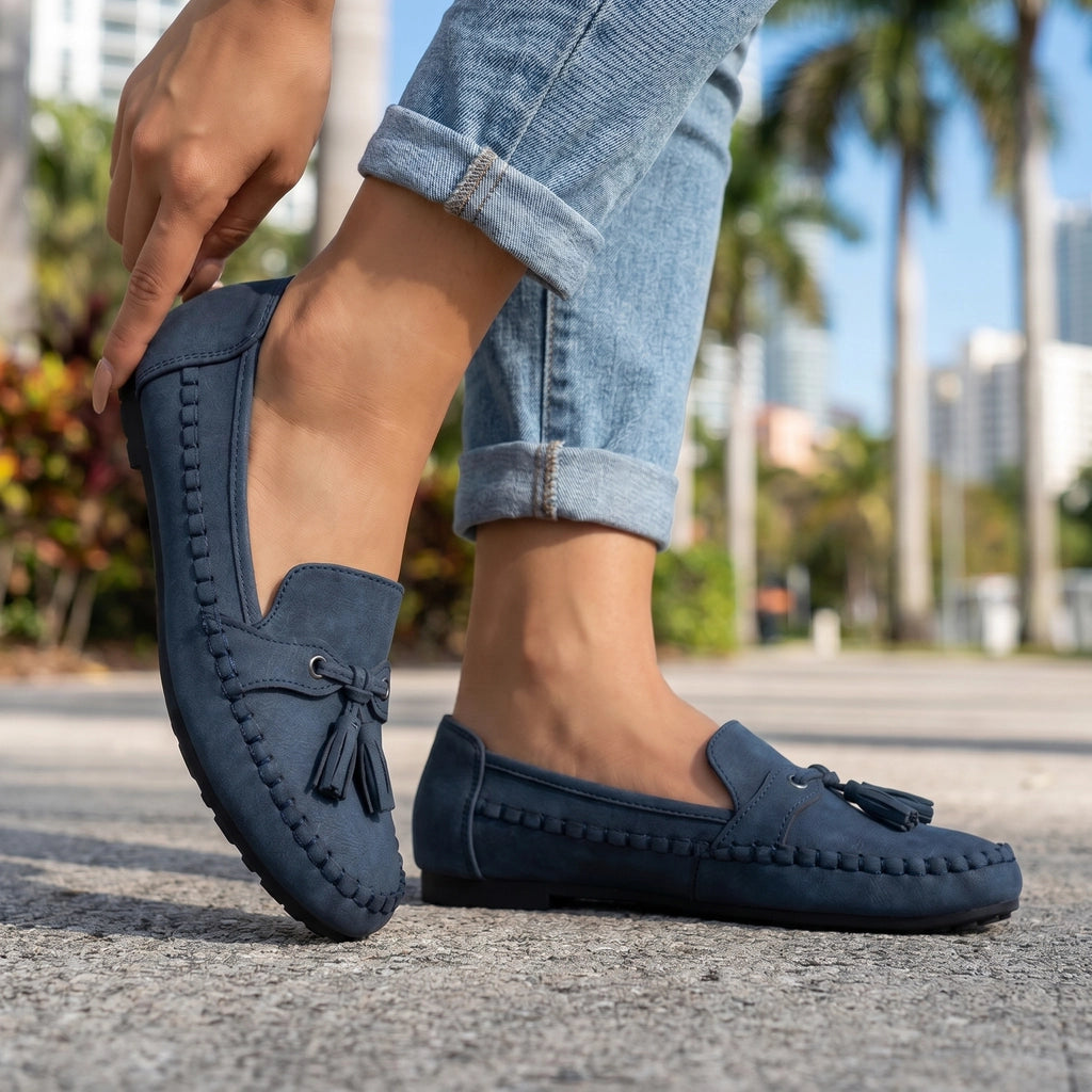 Navy Aria Tassel Loafers 1