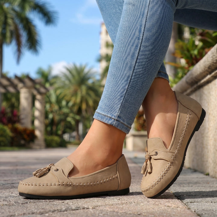 Khaki Aria Tassel Loafers 1