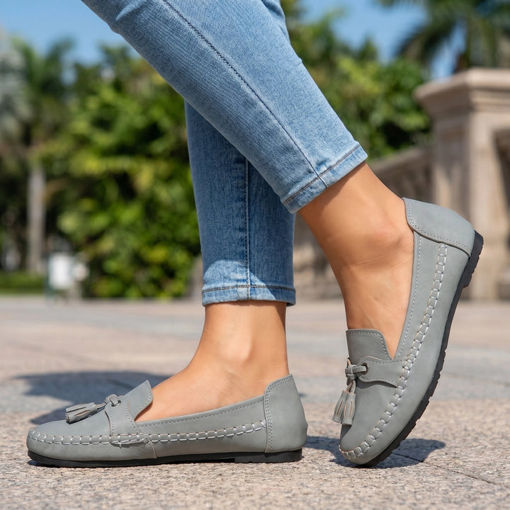Gray Aria Tassel Loafers 1