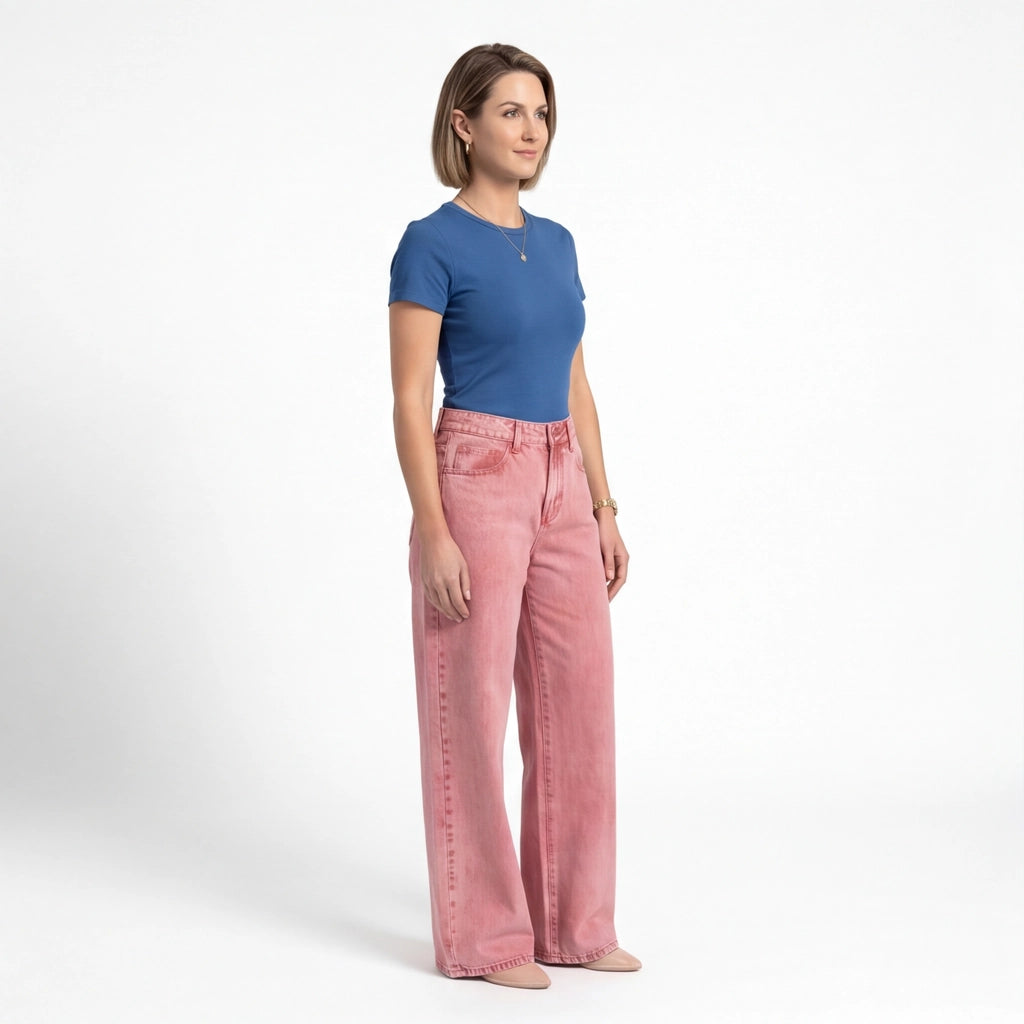 Pink Sloane Cotton Straight Jeans 3