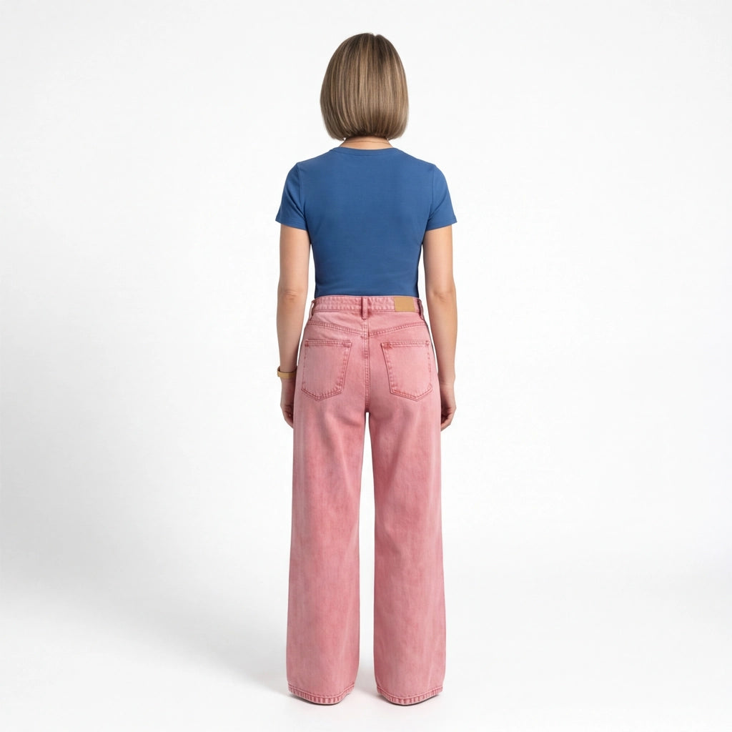 Pink Sloane Cotton Straight Jeans 4