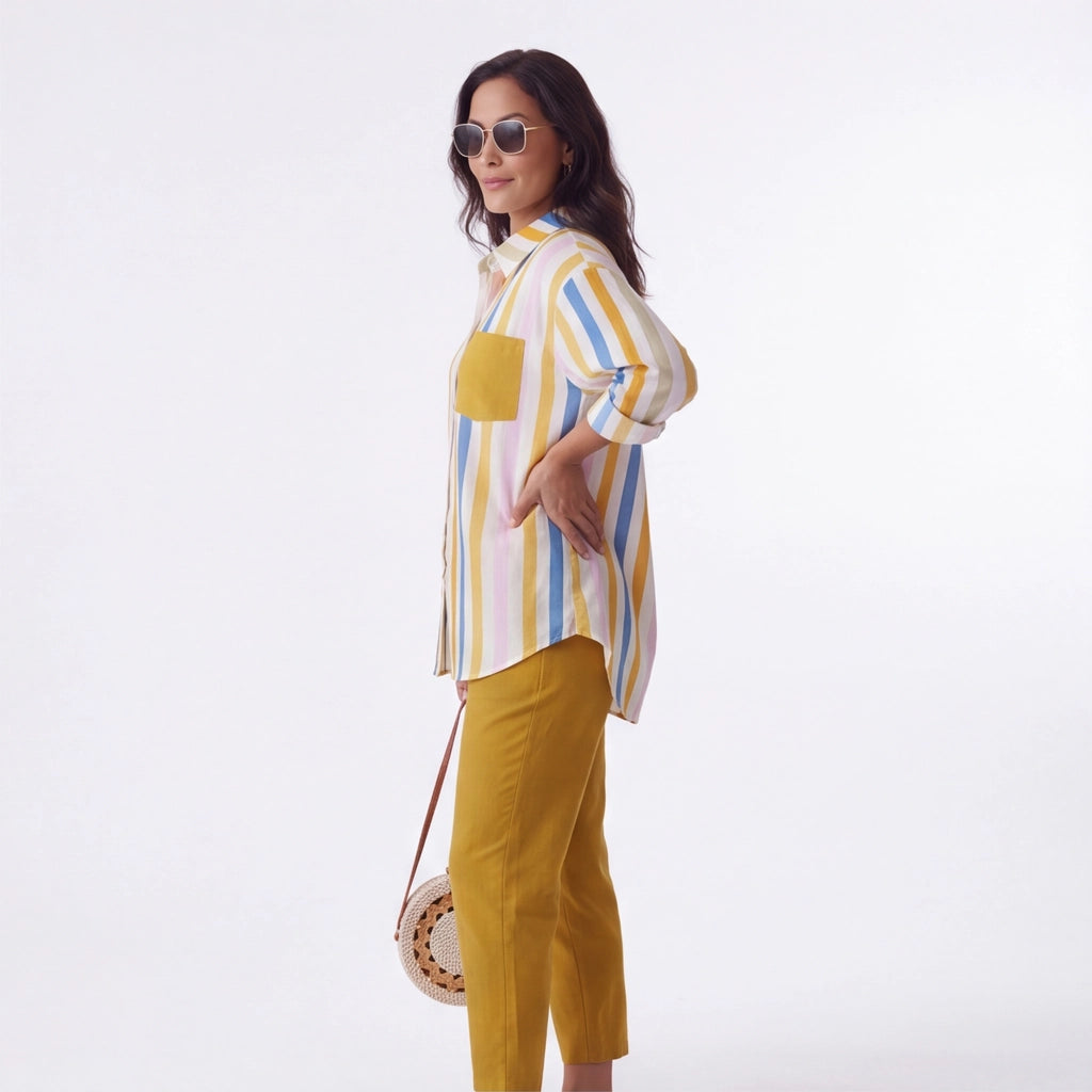 Yellow Aria Stripe Two-Piece Set 2