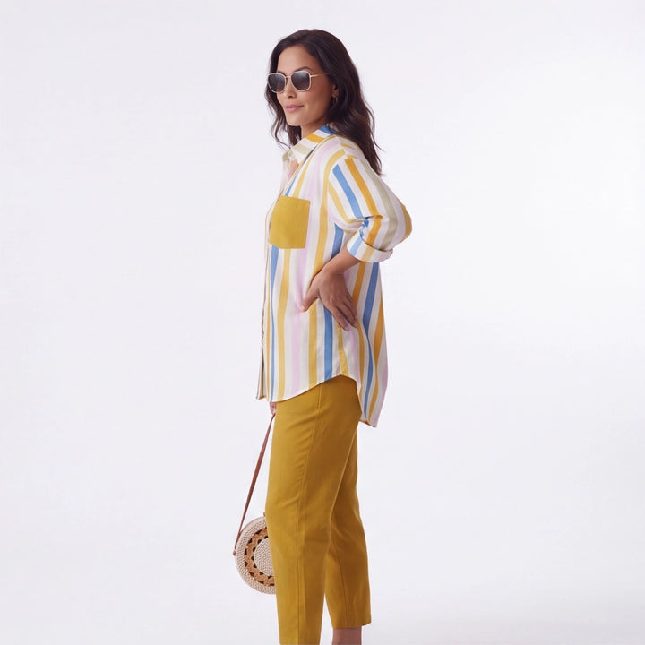 Yellow Aria Stripe Two-Piece Set 2