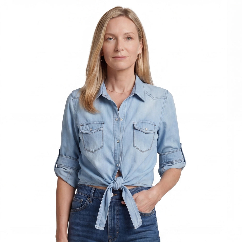 Light Blue Avery Cotton Denim Shrug 3