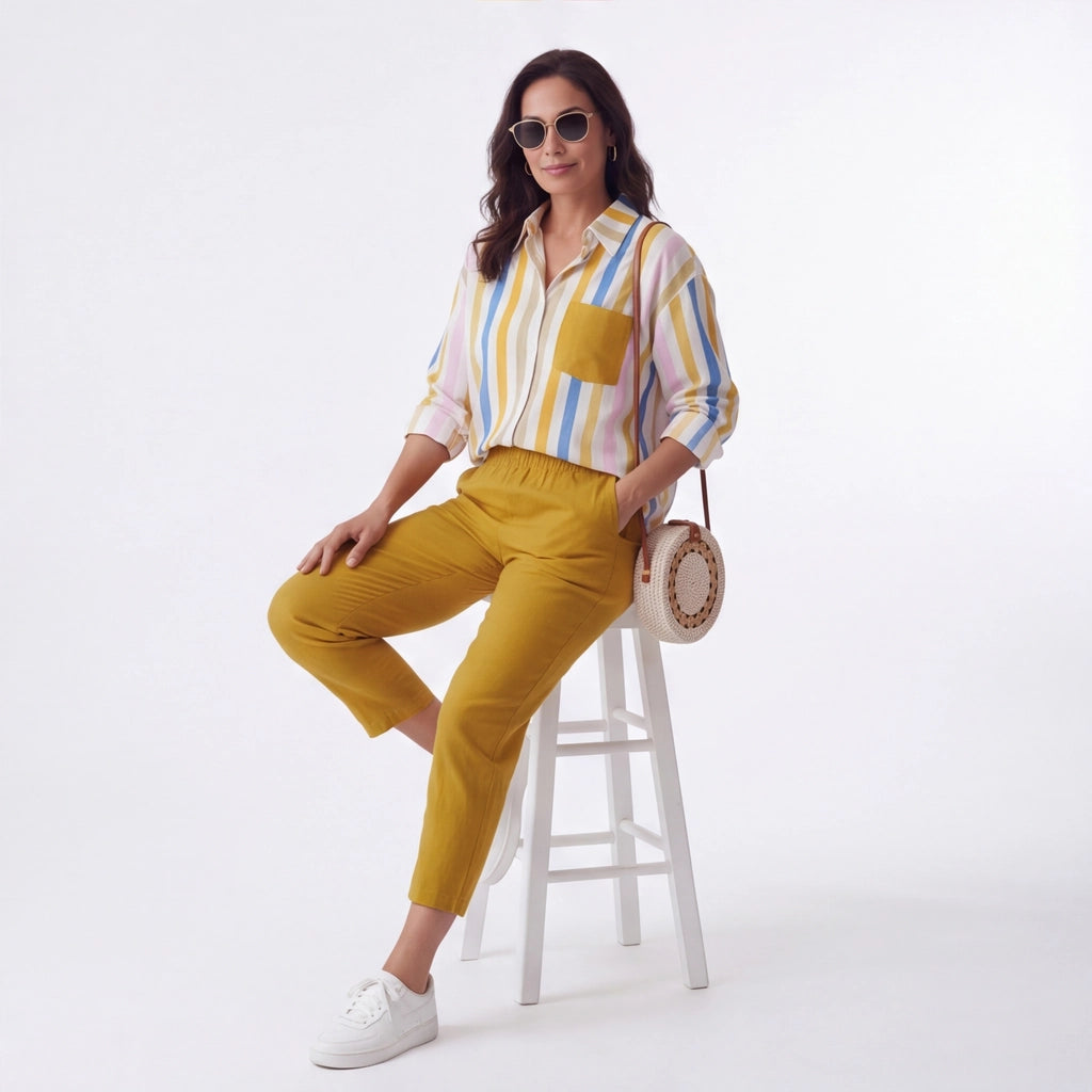 Yellow Aria Stripe Two-Piece Set 3