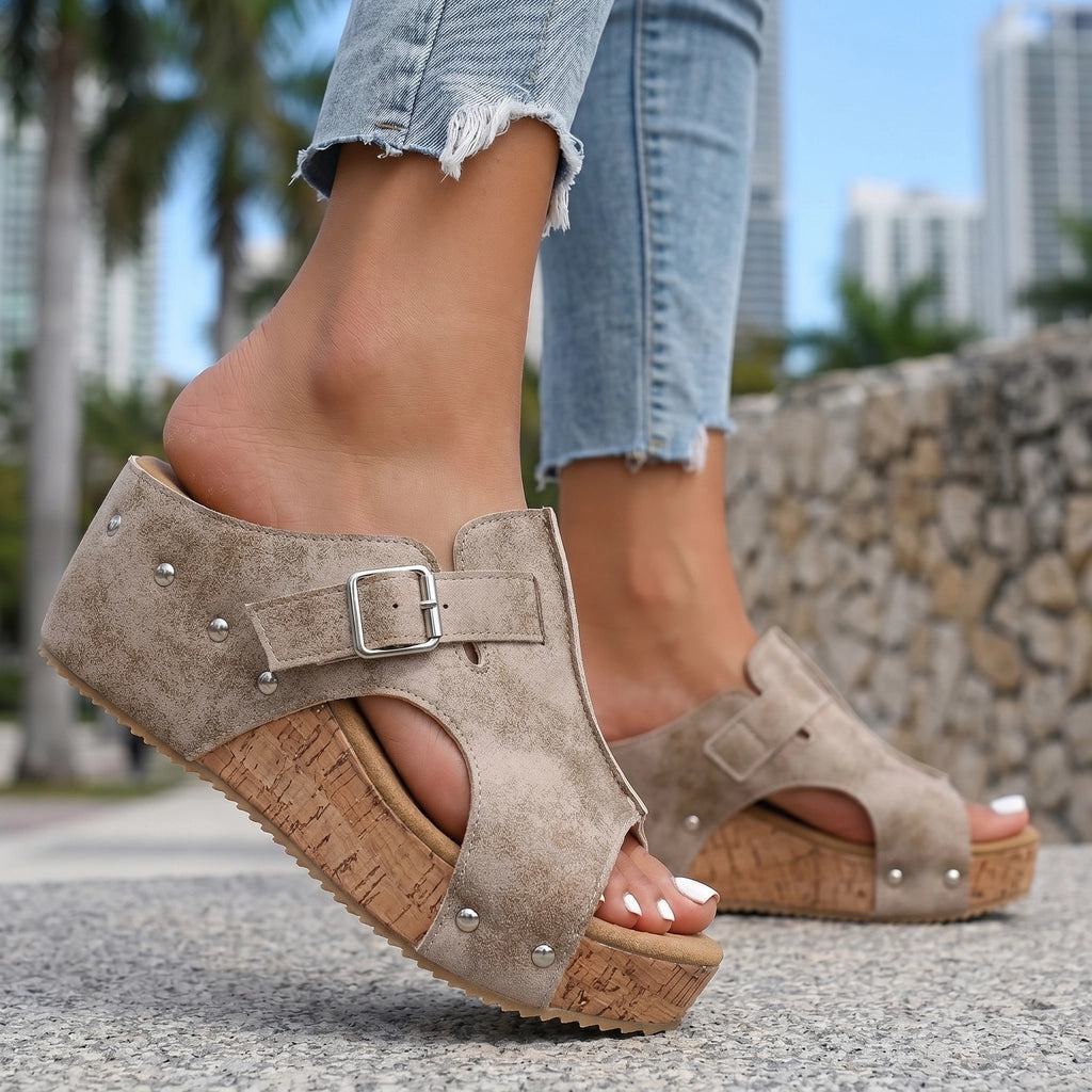 Off-White Sloane Rivet Wedge Sandals 1