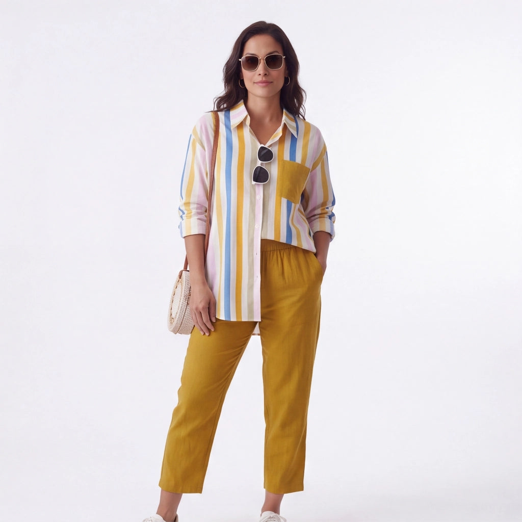 Yellow Aria Stripe Two-Piece Set 1