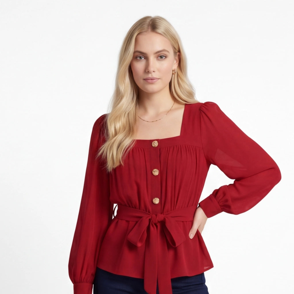 Elena Sunray Pleated Blouse
