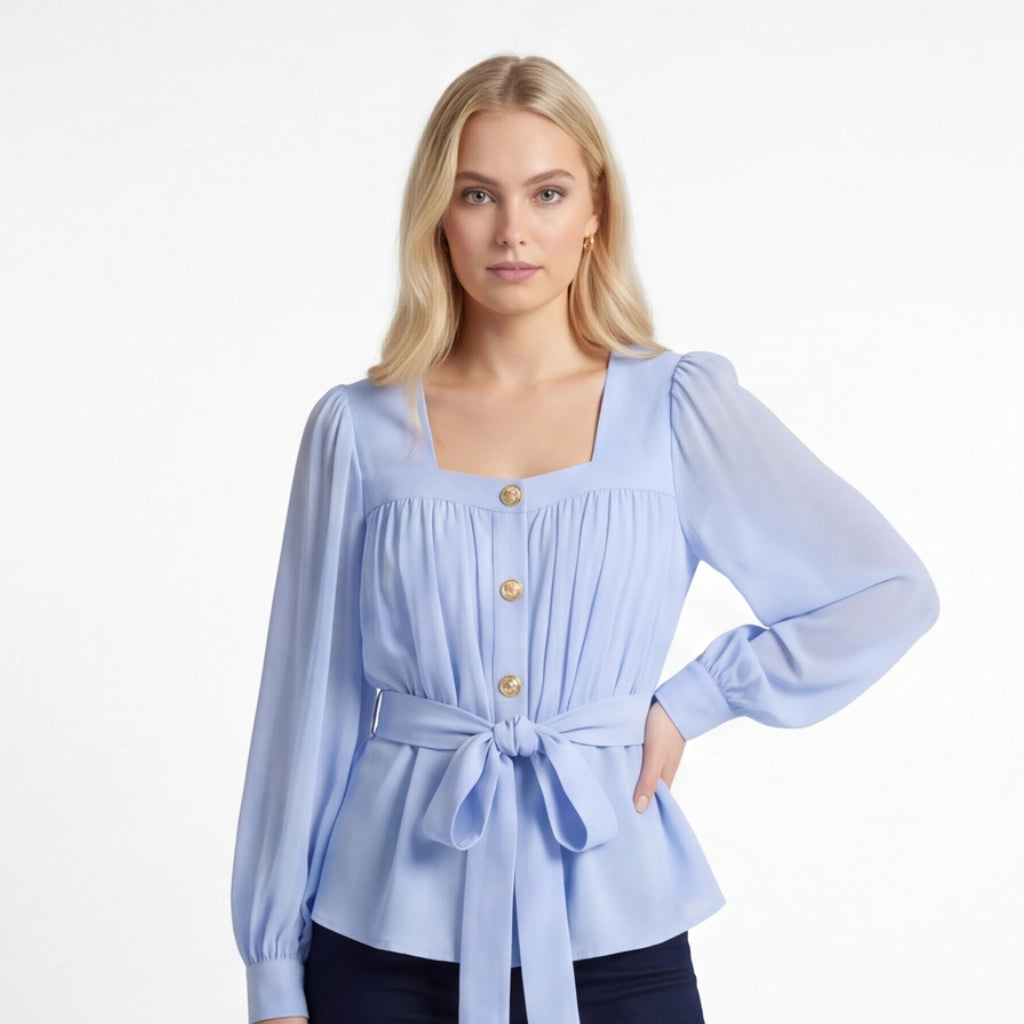 Elena Sunray Pleated Blouse