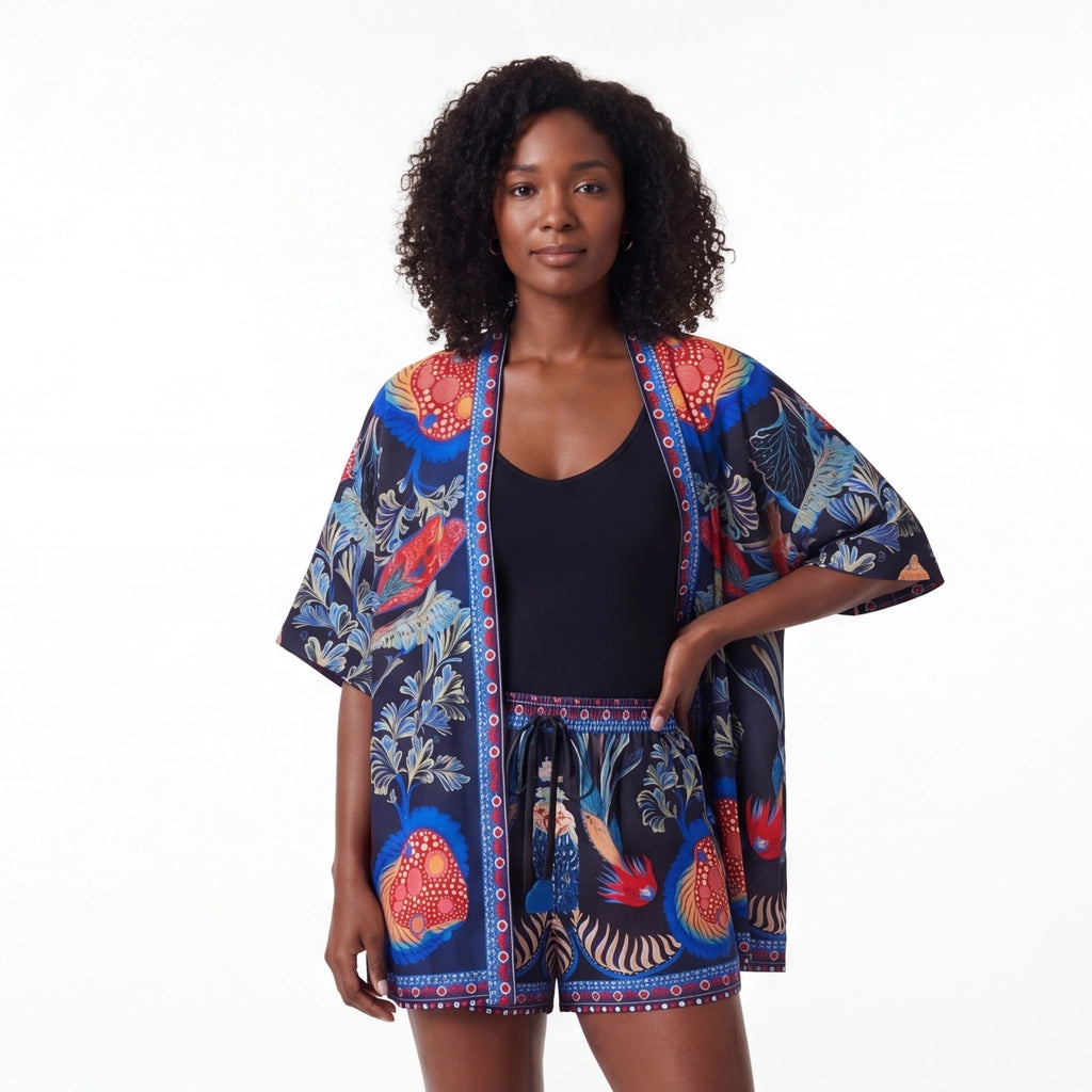 Royal Blue Aria Printed Shirt Set 2