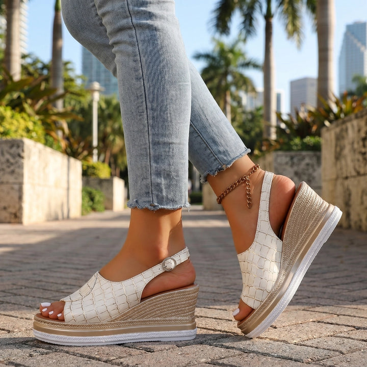 Cream Sienna Rope Wedge Sandals 1