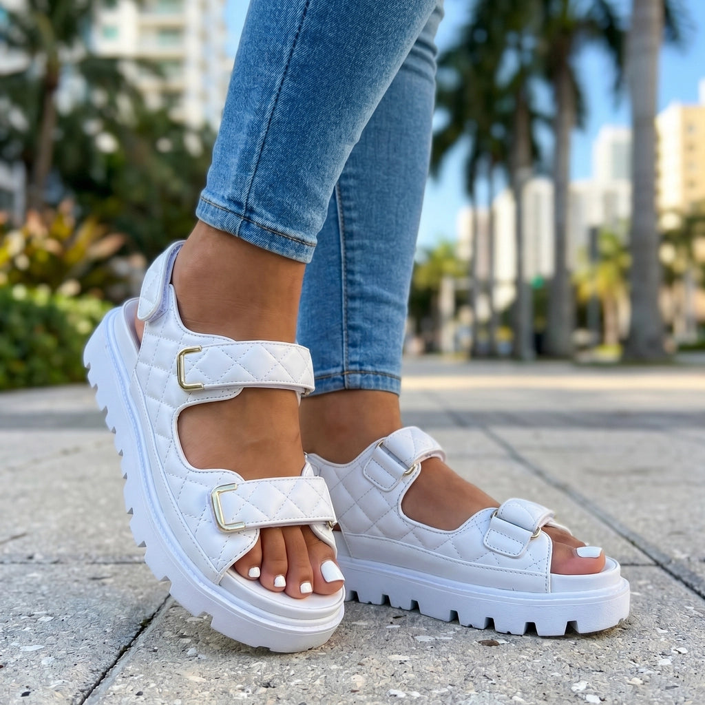White Sloane Platform Sport Sandals 2