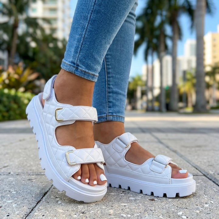 White Sloane Platform Sport Sandals 2